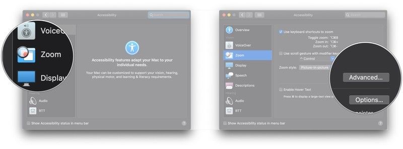 Нажмите Zoom, нажмите Advanced ...