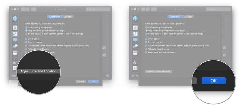 Нажмите «Изменить размер и местоположение», нажмите «ОК».