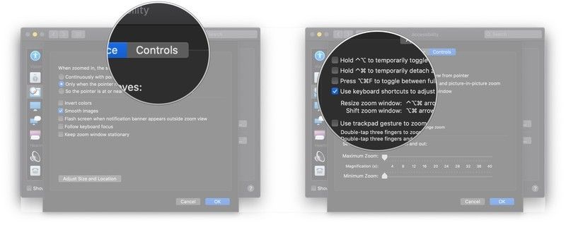 Нажмите Controls, установите флажки