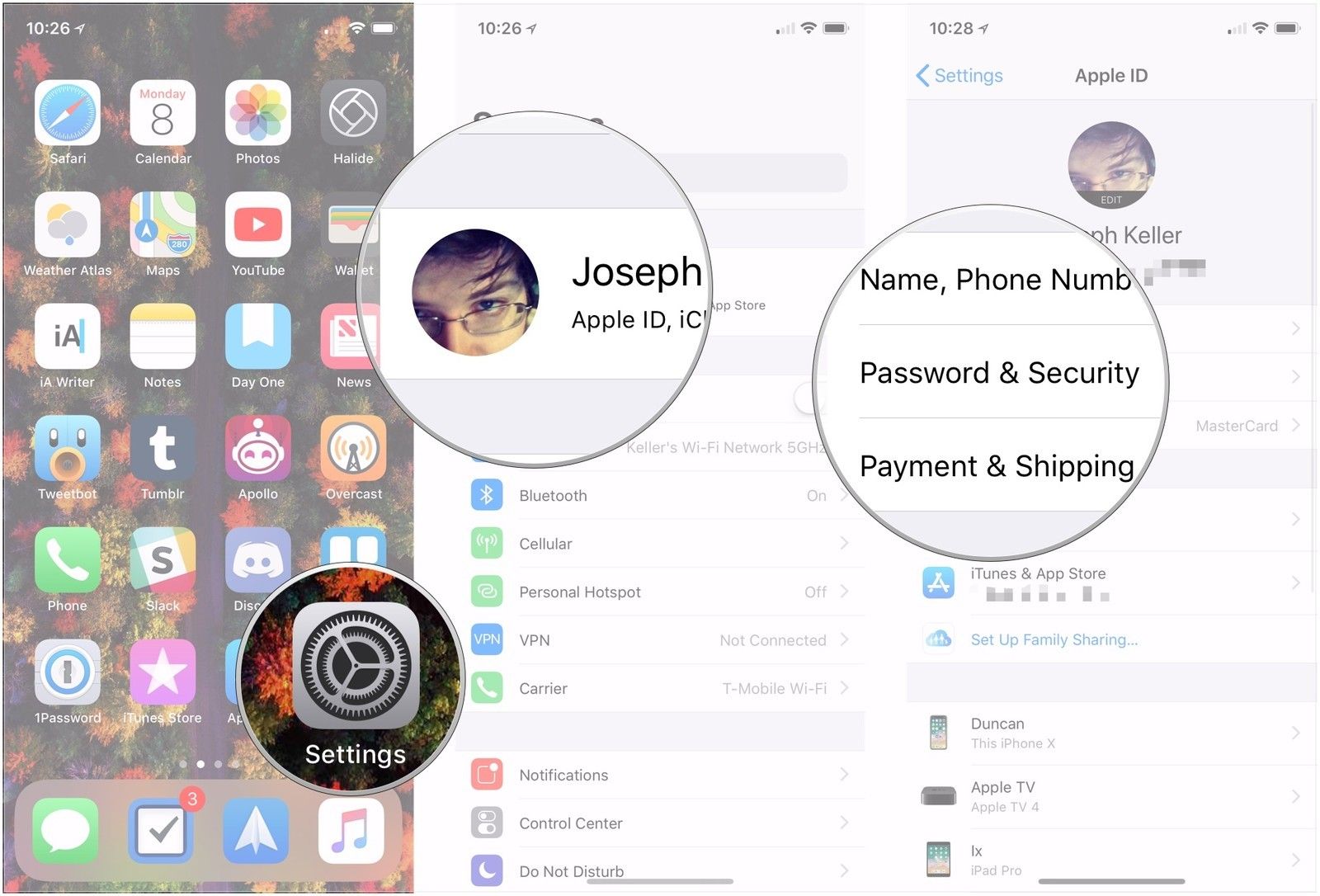 Откройте «Настройки», нажмите «Баннер», нажмите «Пароль и безопасность».