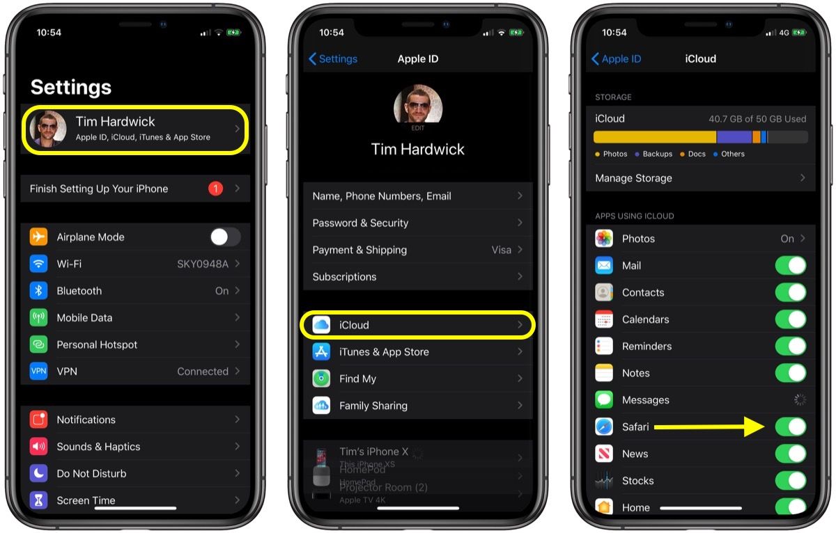 настройки iCloud