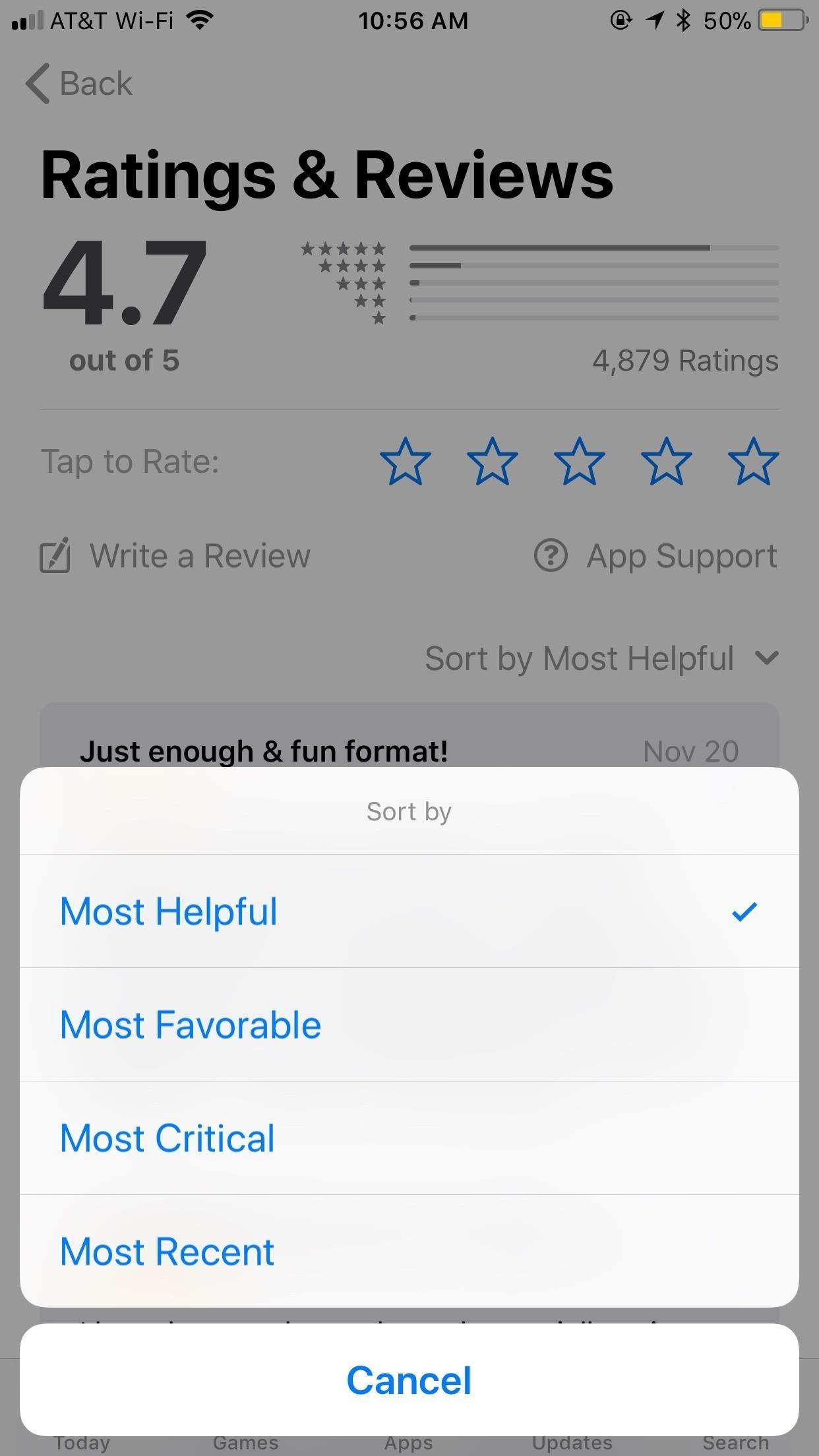 Как отсортировать обзоры App Store на вашем iPhone в iOS 11.3