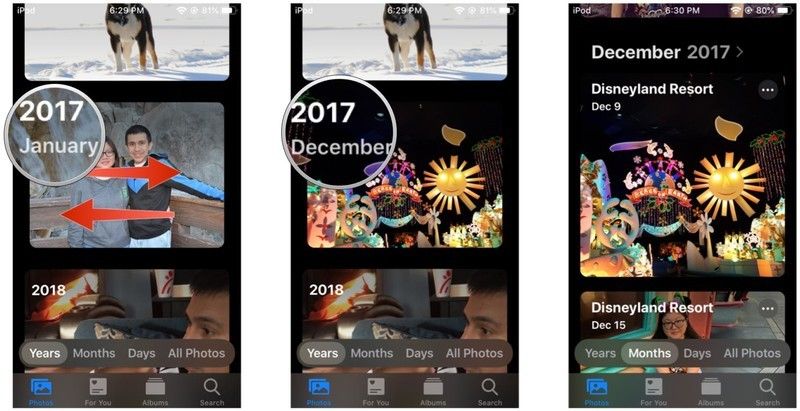 Перетащите палец влево и вправо, чтобы пролистать месяцы на плитке Годы, затем нажмите, чтобы перейти к этому месяцу. Перетащите палец влево и вправо, чтобы пролистать месяцы на плитке Годы, затем нажмите, чтобы перейти к этому месяцу.