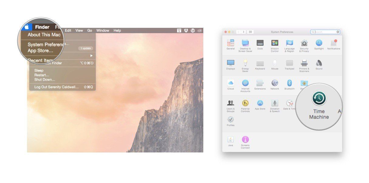Открытие системных настроек на Mac