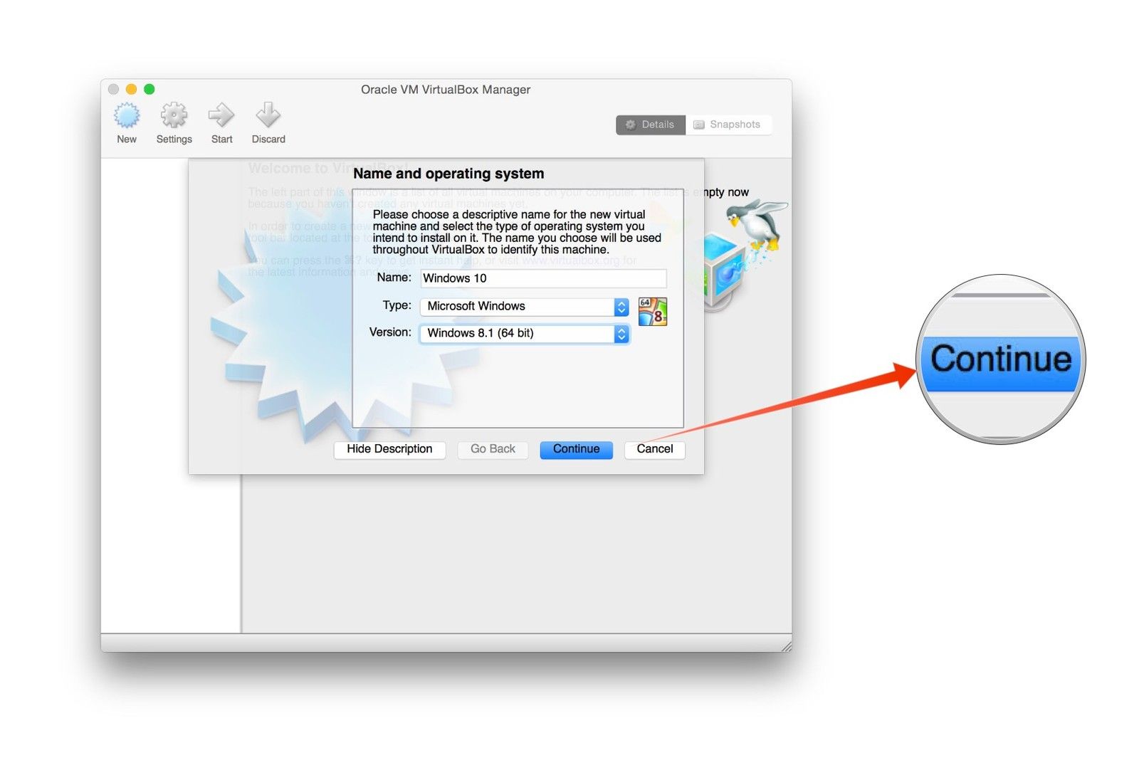 Создать новую виртуальную машину