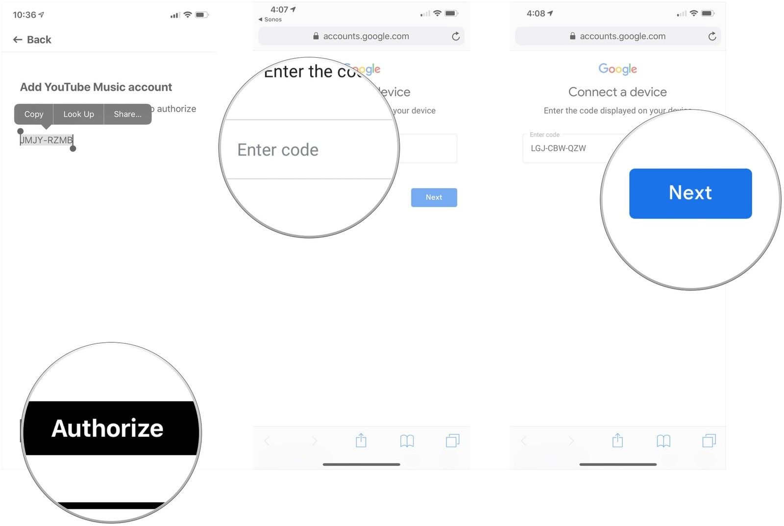Нажмите &laquo;Авторизовать&raquo;, введите код, нажмите &laquo;Далее&raquo;.