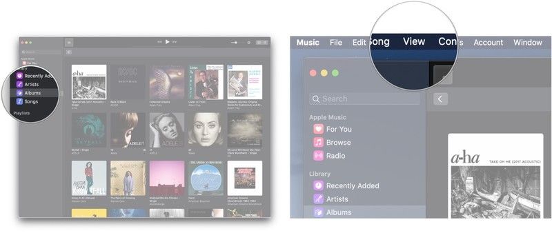 Нажмите Альбомы, нажмите Просмотр