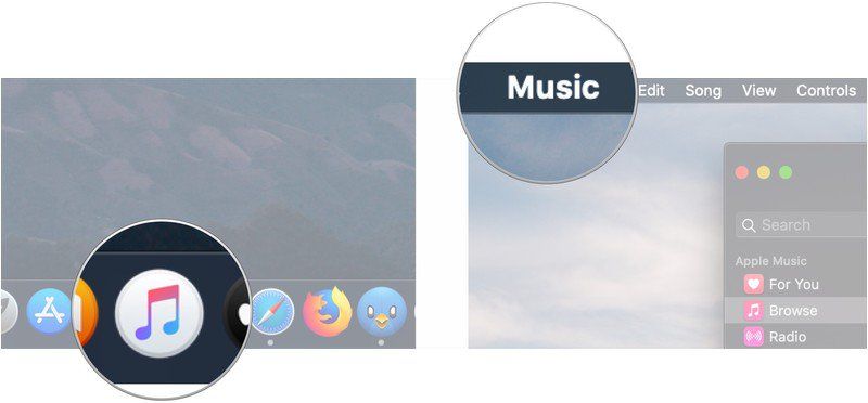 Откройте Музыка, нажмите Музыка