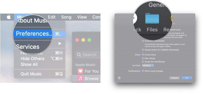 Нажмите Настройки, нажмите Файлы