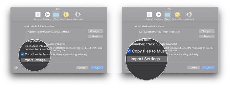 Нажмите флажок, нажмите Импорт настроек