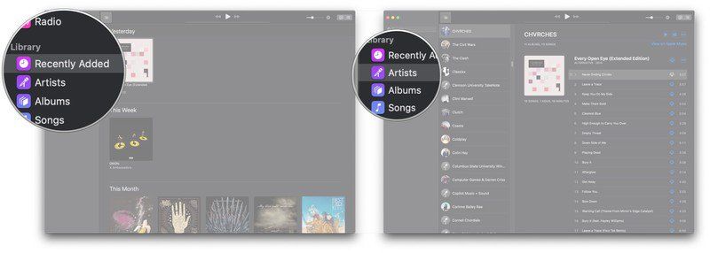 Нажмите Недавно добавленные, нажмите Художники