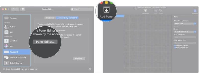 Редактор панели Clikc ..., нажмите Добавить панель