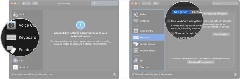 Нажмите Клавиатура, установите флажок