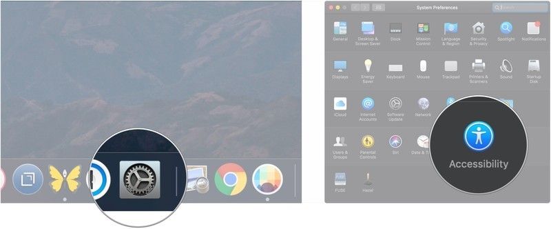 Откройте Системные настройки, нажмите Доступность