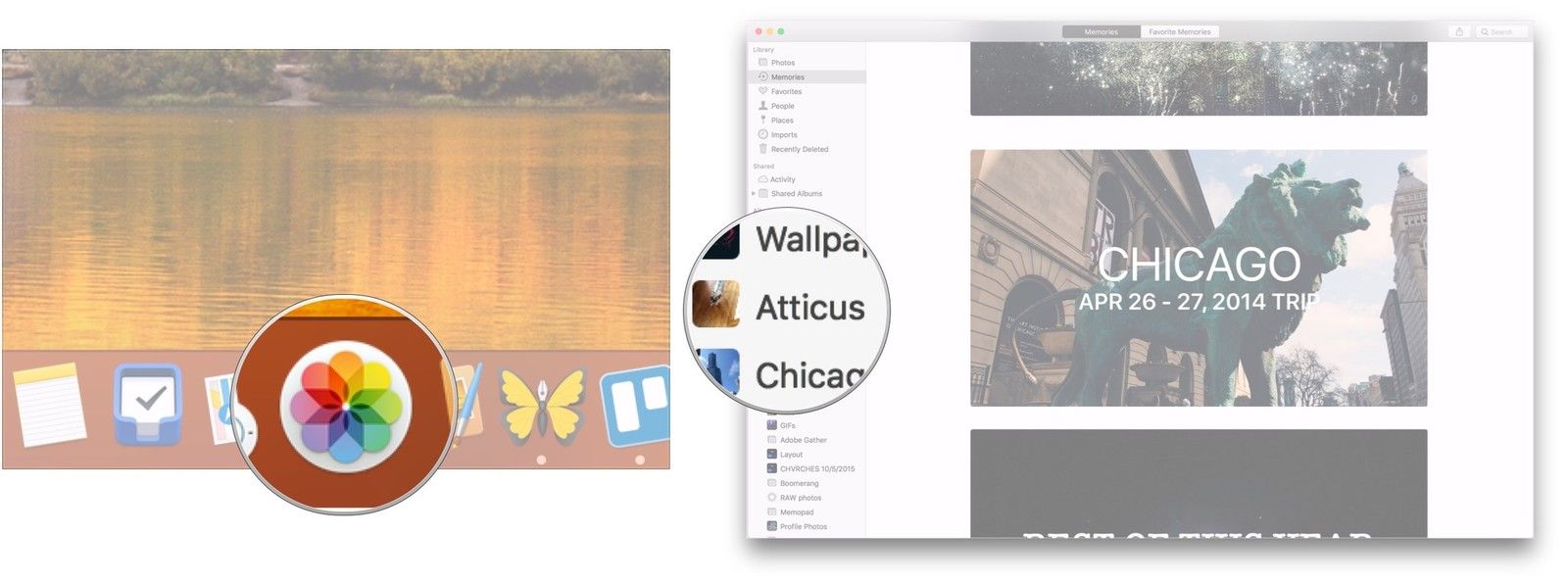 Откройте фотографии, нажмите на альбом