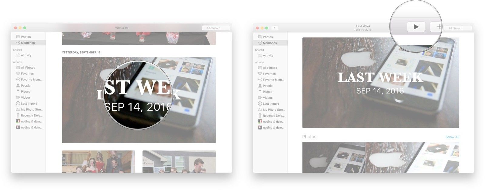 Дважды щелкните по памяти, а затем нажмите кнопку воспроизведения.