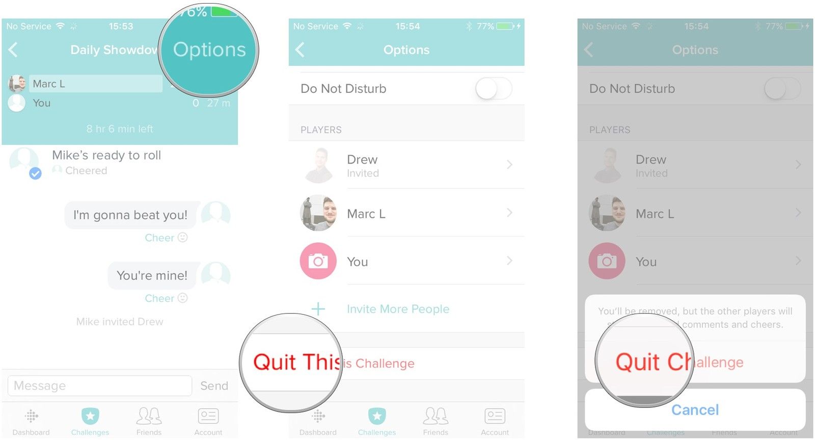 Нажмите опции, выйти из этого вызова, выйти из вызова