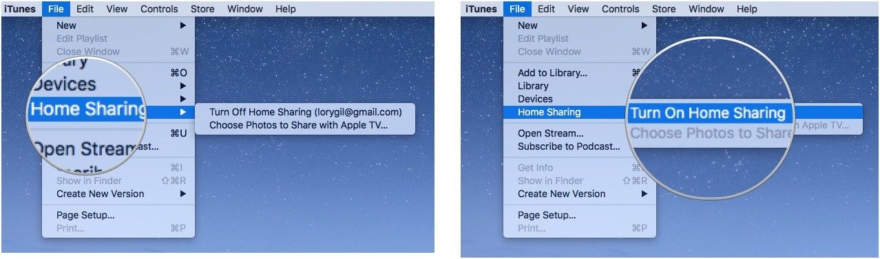Включение домашнего обмена на Mac