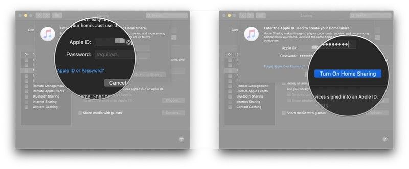 Введите пароль, нажмите Включить домашний обмен