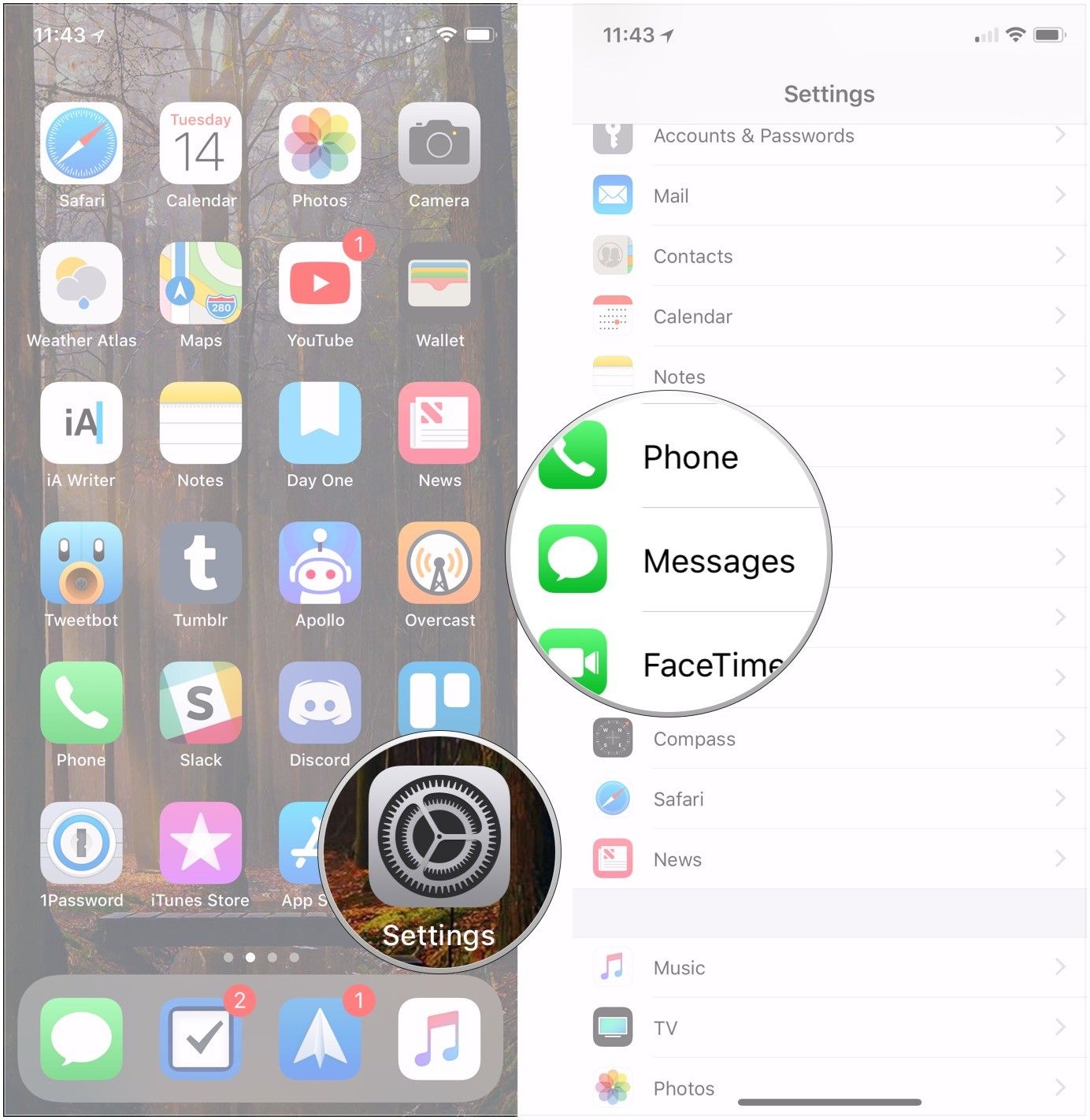 Откройте Настройки, нажмите Сообщения