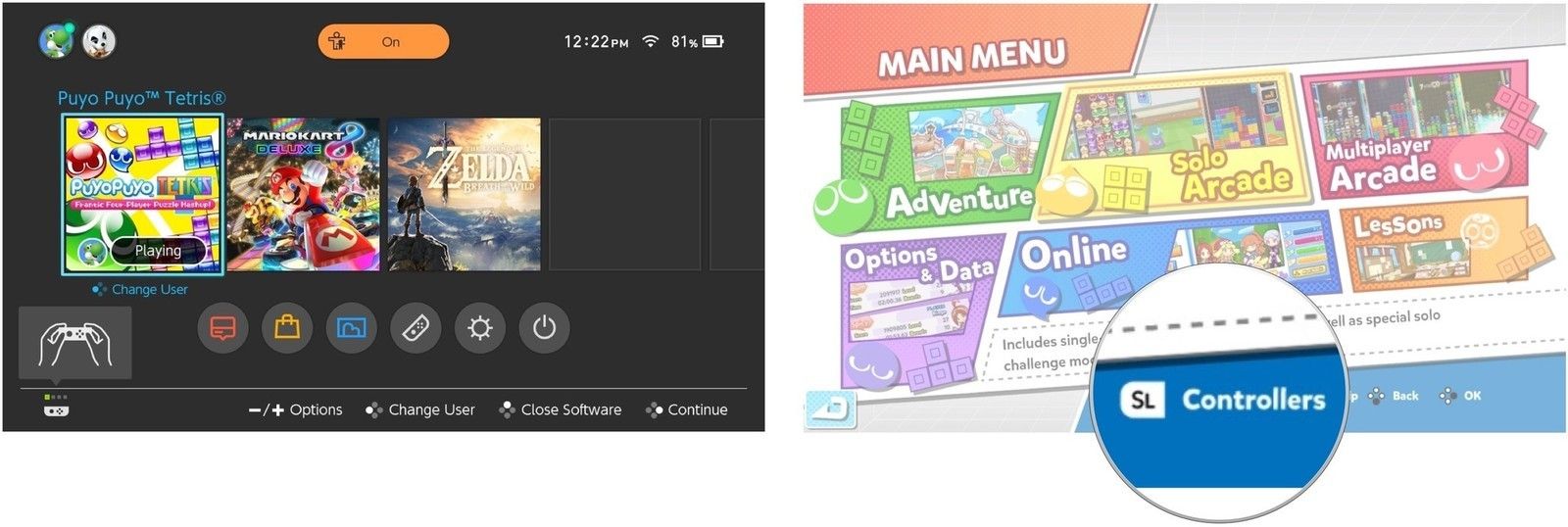 Выберите игру, затем перейдите в настройки контроллера