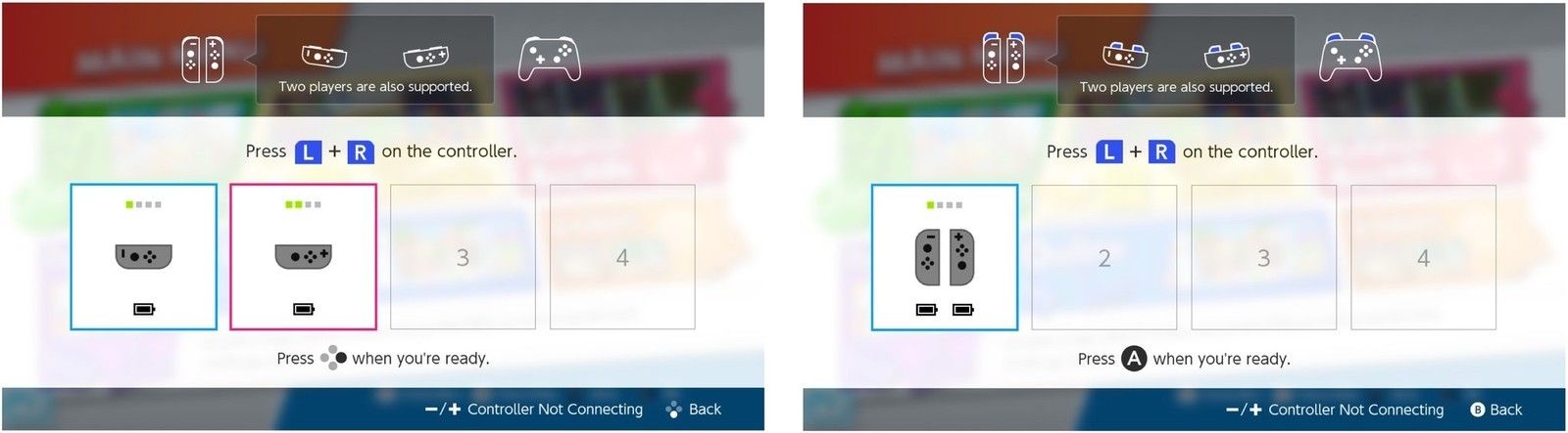 Нажмите кнопки L и R