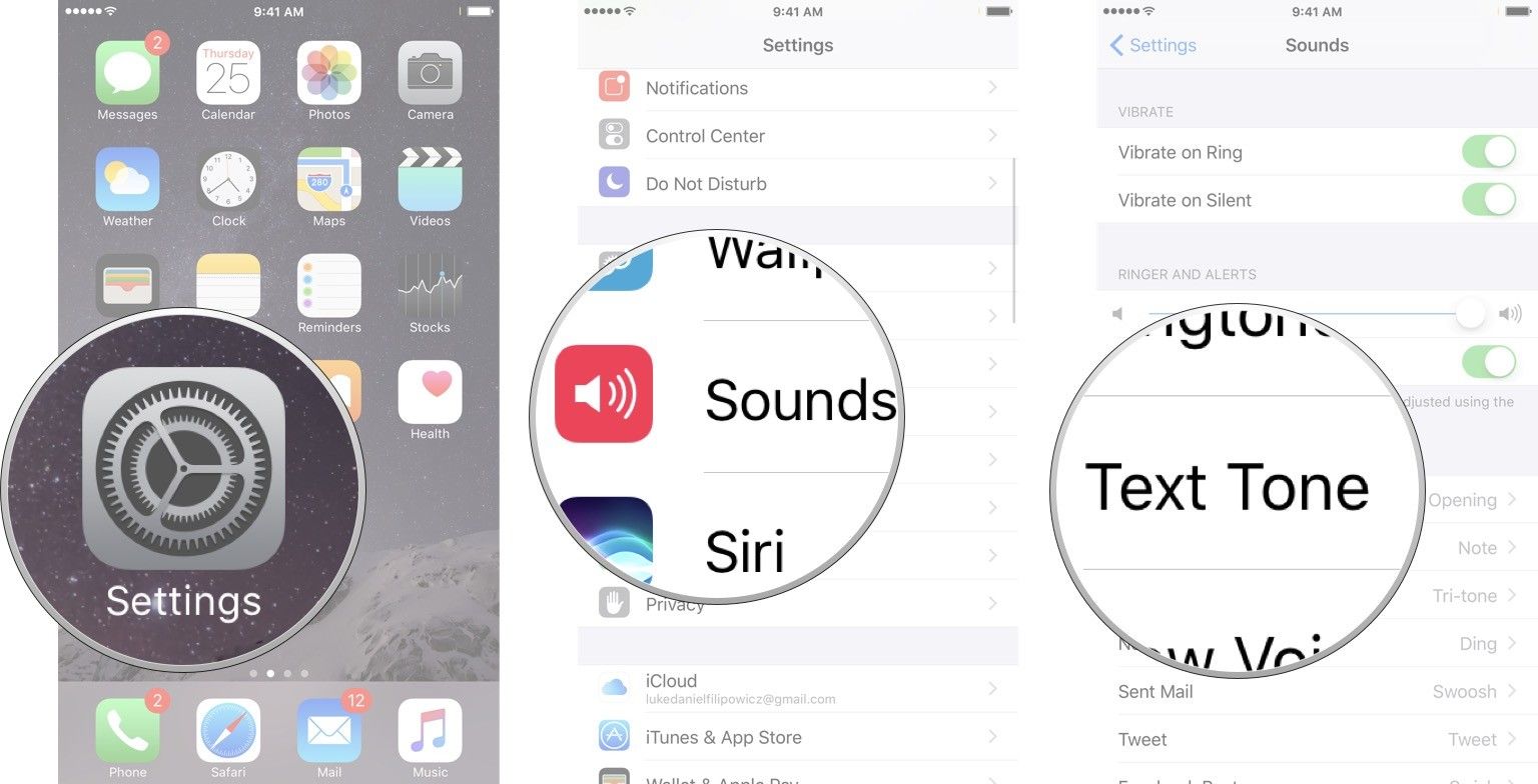 Запустите «Настройки», нажмите на звуки, а затем нажмите на тип оповещения, для которого вы хотите настроить вибрацию.