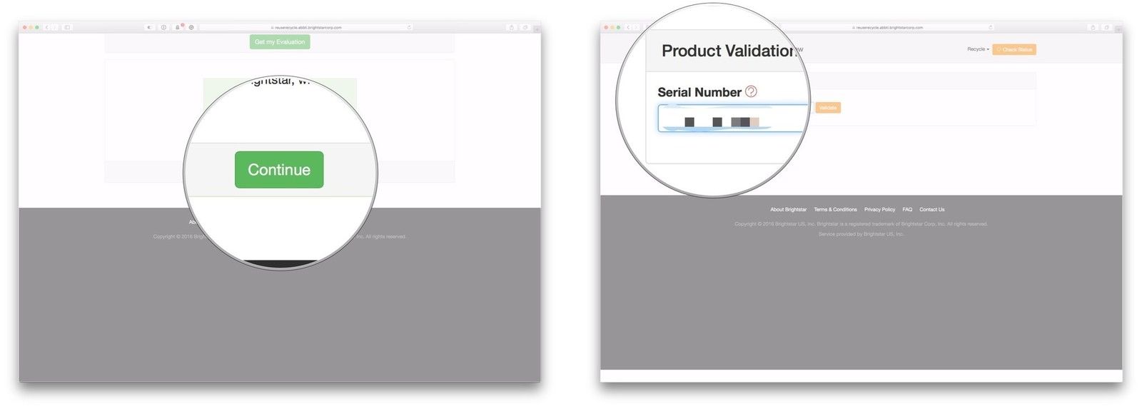 Нажмите Продолжить, введите серийный номер