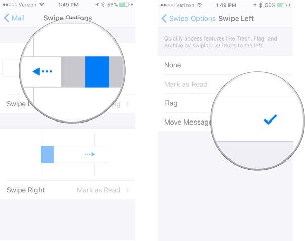 Перемещение электронной почты в предлагаемый почтовый ящик в приложении «Почта» на iPhone
