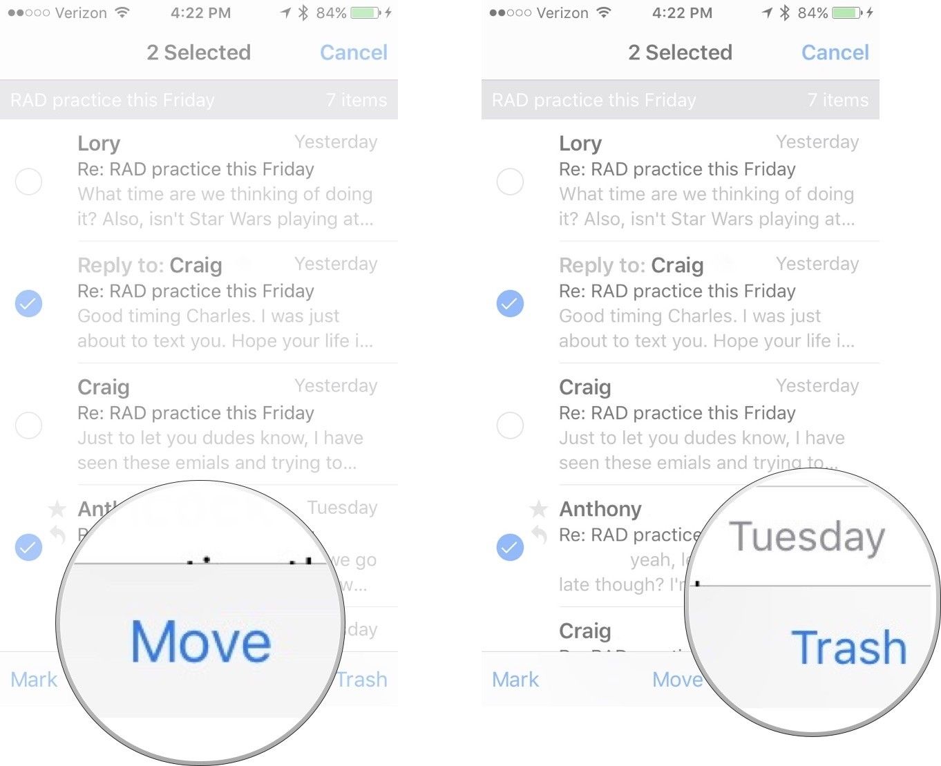 Организация потоков электронной почты в приложении Почта для iPhone