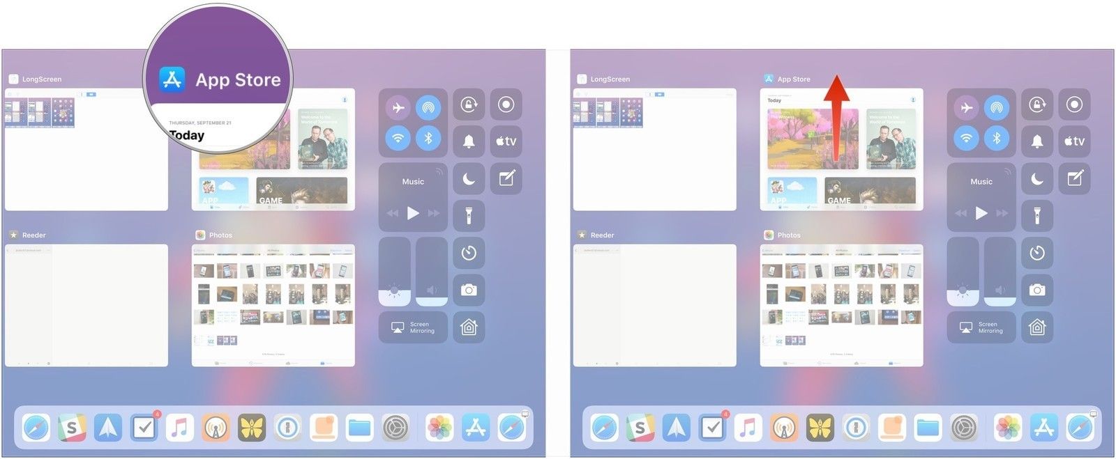 Найти приложение, проведите по нему