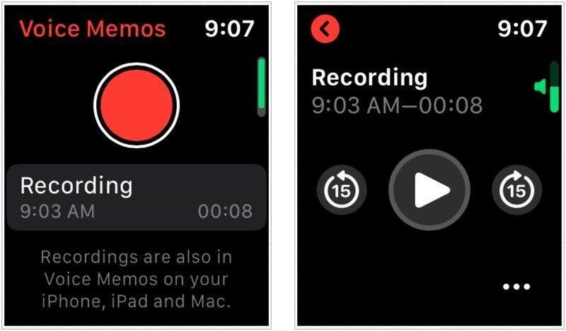 Apple Watch воспроизводит голосовую заметку Apple Watch воспроизводит голосовую заметку