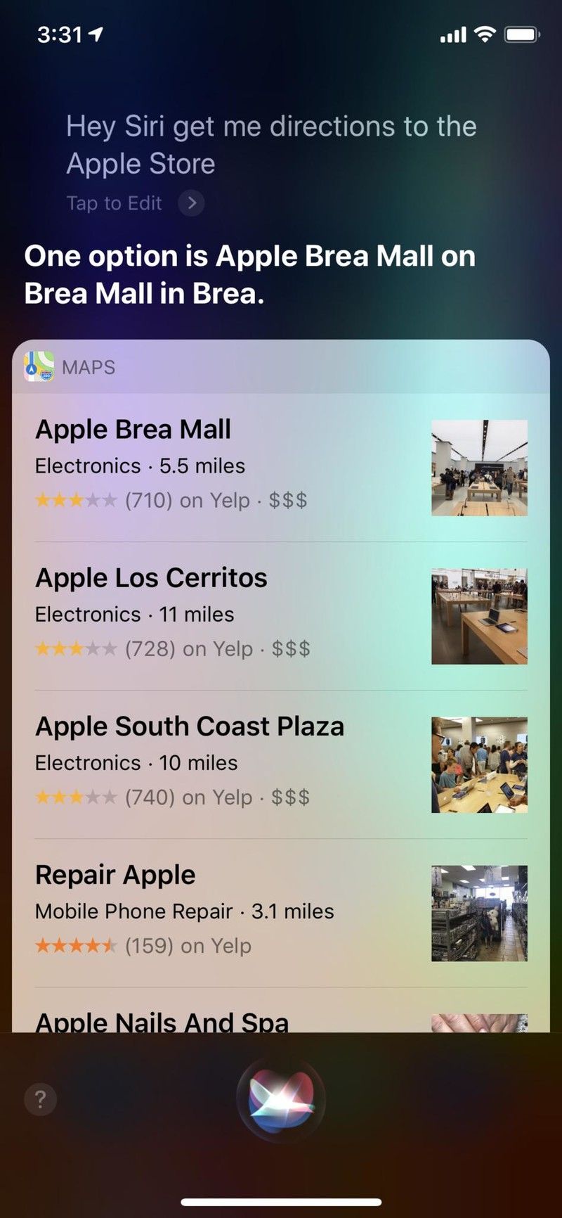 iOS 12 Siri получить местоположения