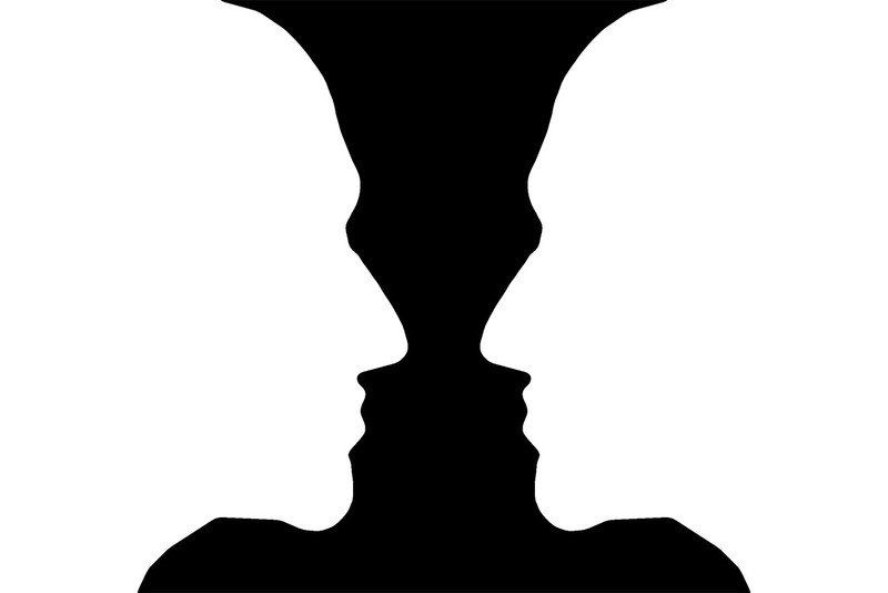 Вбивать в голову's Vase is a classic example of the power of negative space. Do you see two faces in profile, or a vase? Вбивать в голову's Vase is a classic example of the power of negative space. Do you see two faces in profile, or a vase?