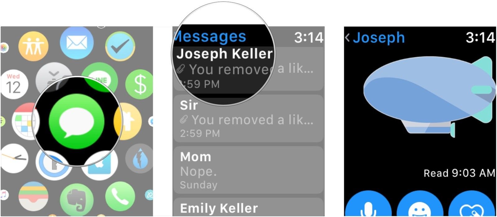 Откройте сообщение, выберите разговор, нажмите и удерживайте