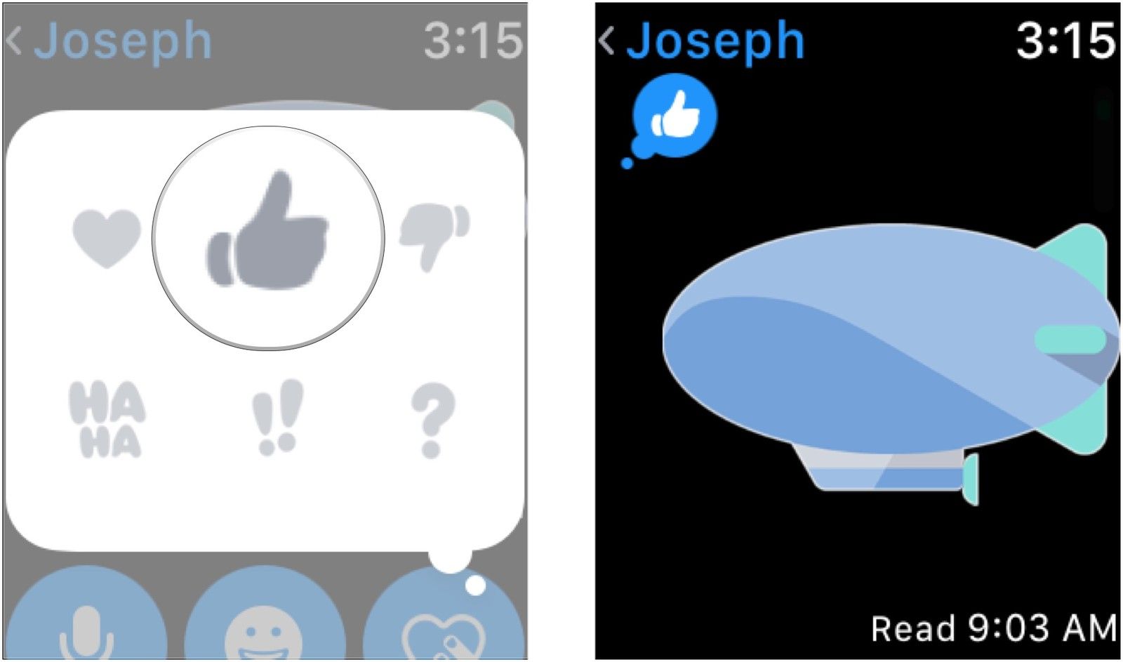 Выберите Tapback