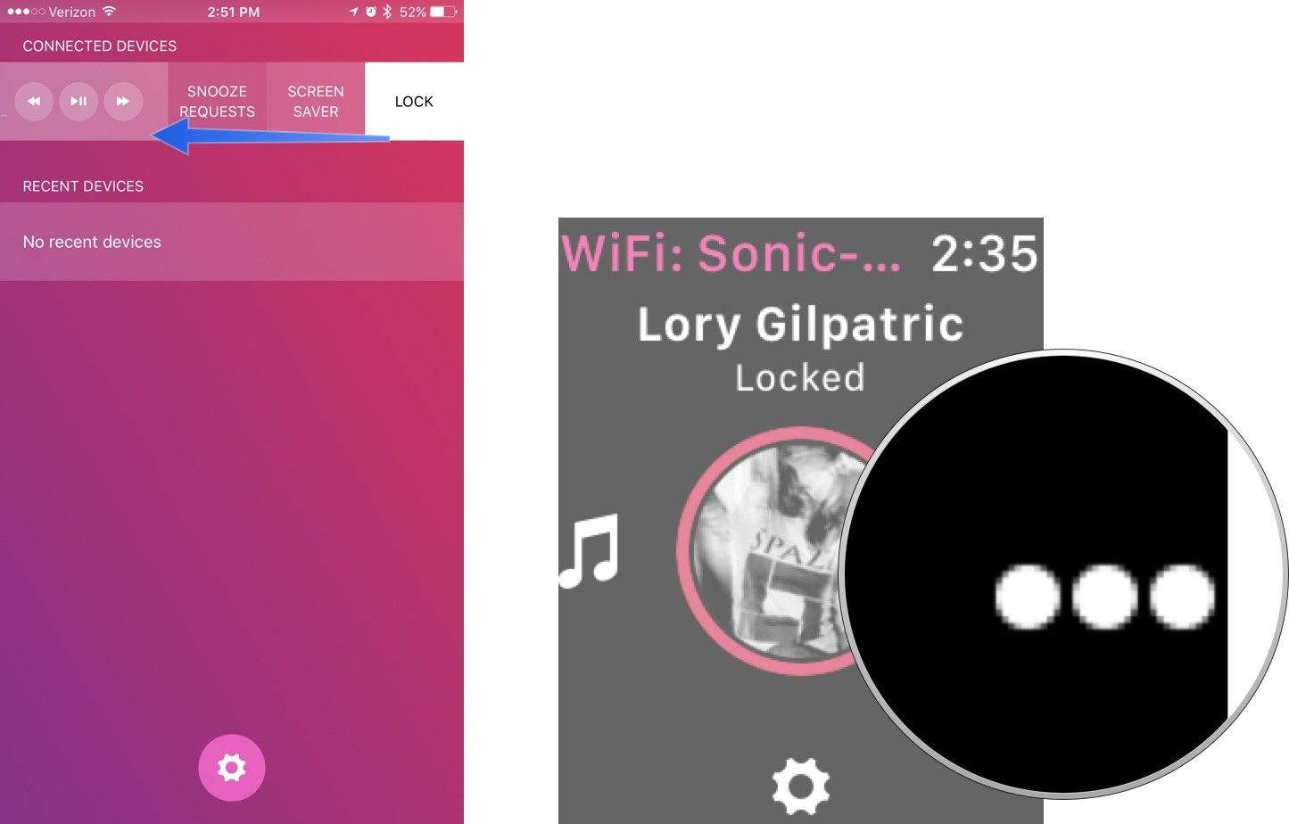 Проведите пальцем влево на iPhone или нажмите кнопку «Дополнительно» на Apple Watch