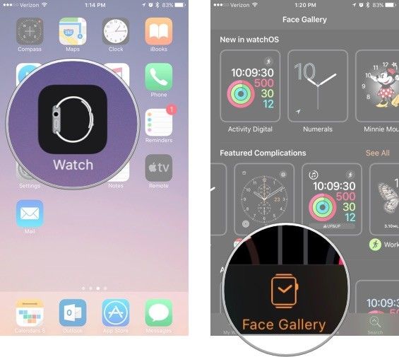 Откройте приложение Watch на iPhone, затем выберите Watch Gallery