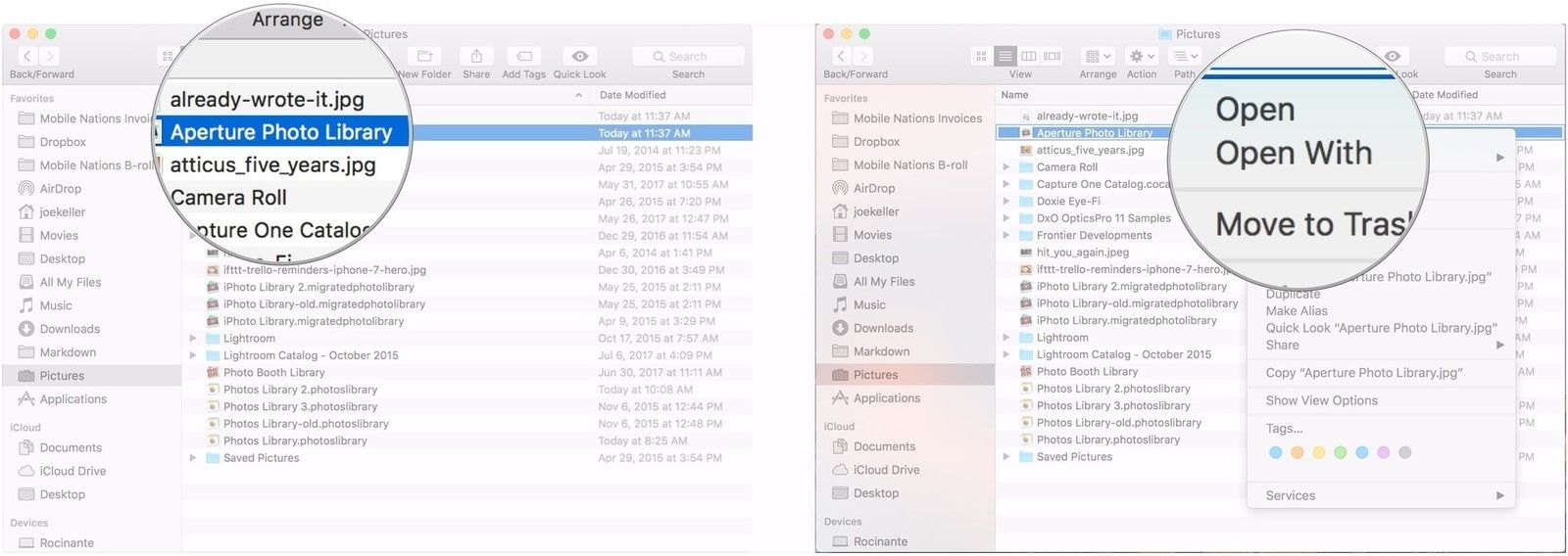 Щелкните правой кнопкой мыши библиотеку, наведите курсор мыши на Open With