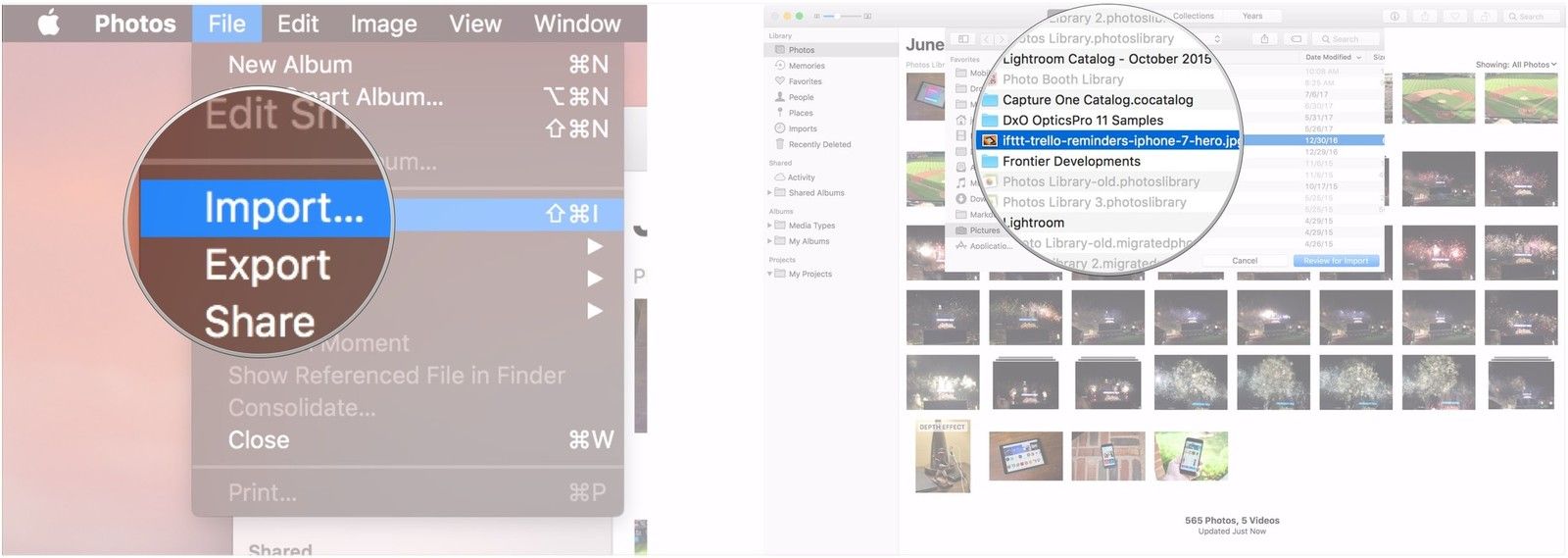 Нажмите Импорт, найдите изображение