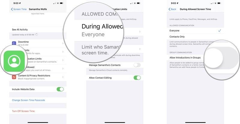 ограничения времени экрана
