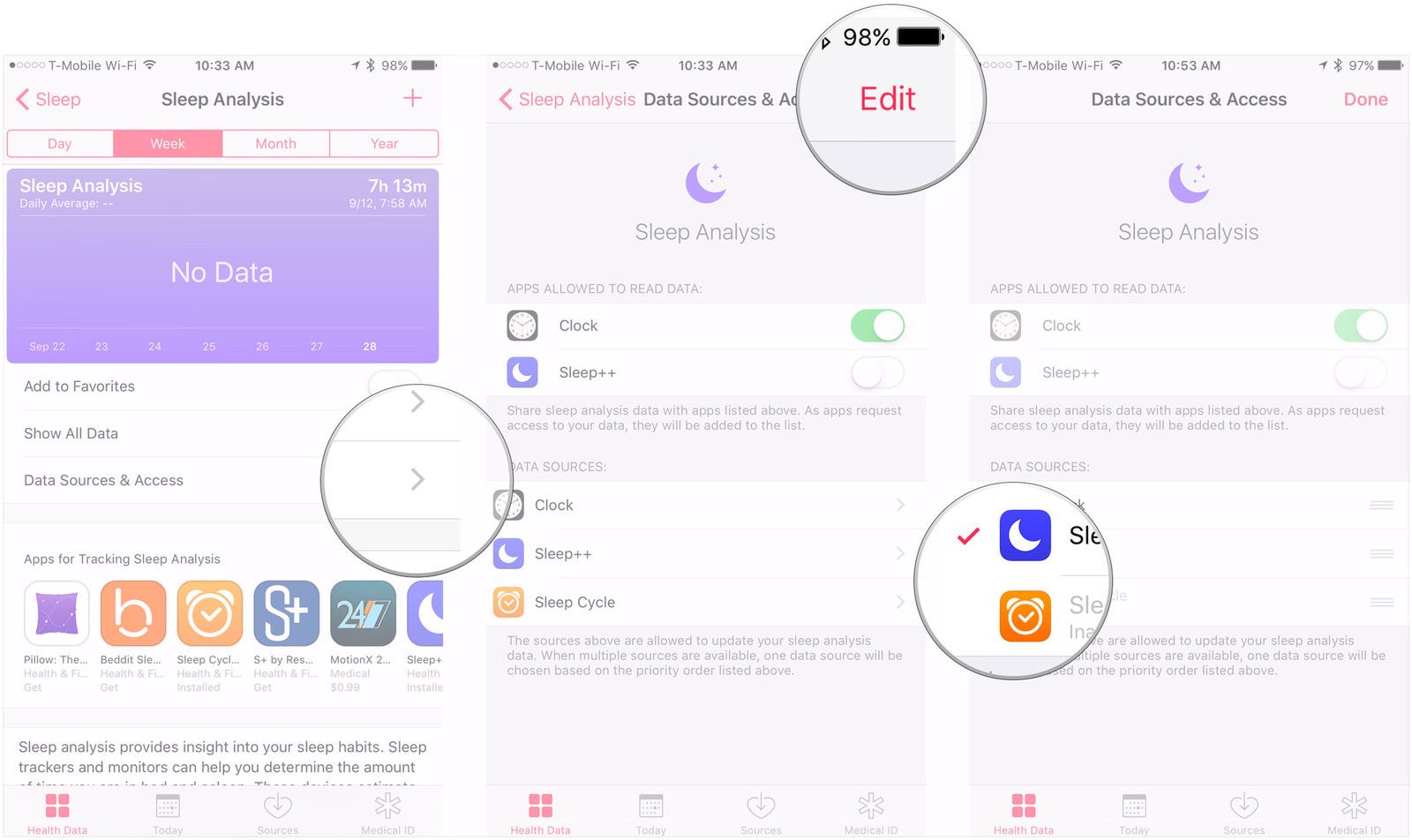 Нажмите Источники данных и доступ, Изменить, удалить источник данных
