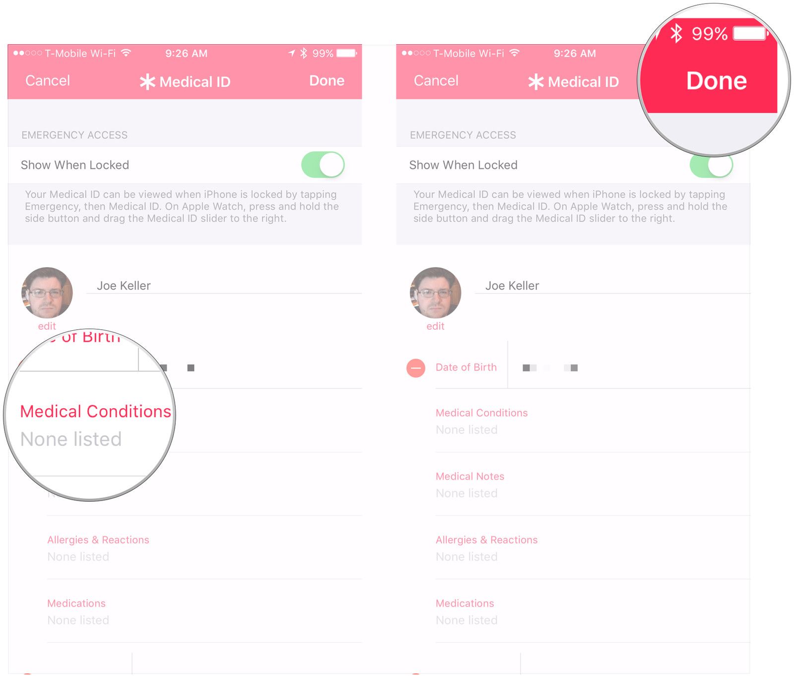 Введите новую информацию, нажмите Готово