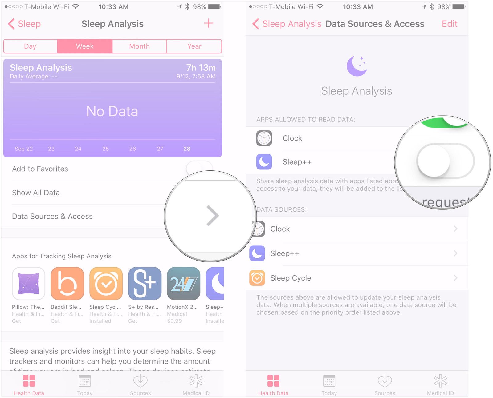 Нажмите Источники данных и доступ, отозвать разрешения