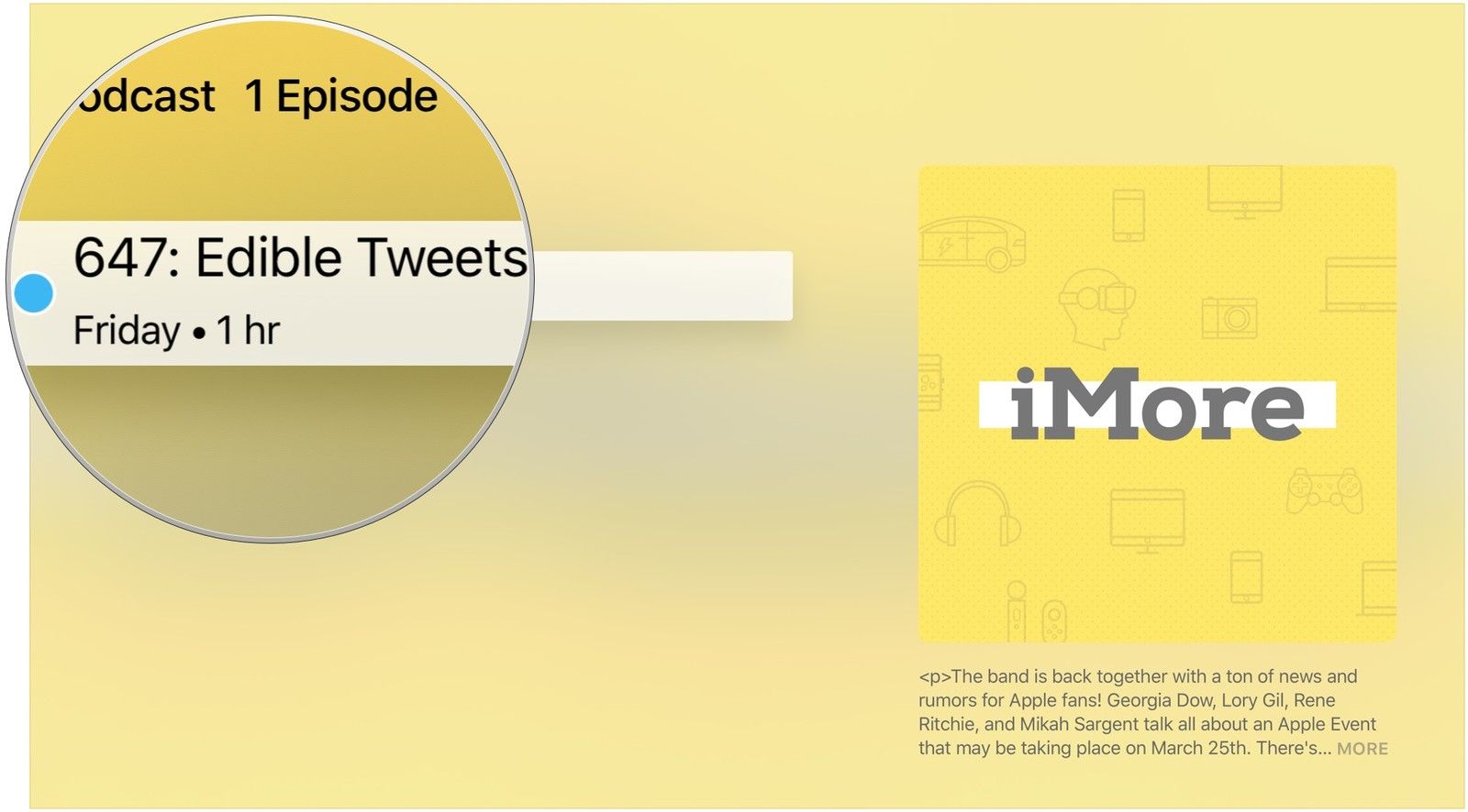 Нажмите на эпизод