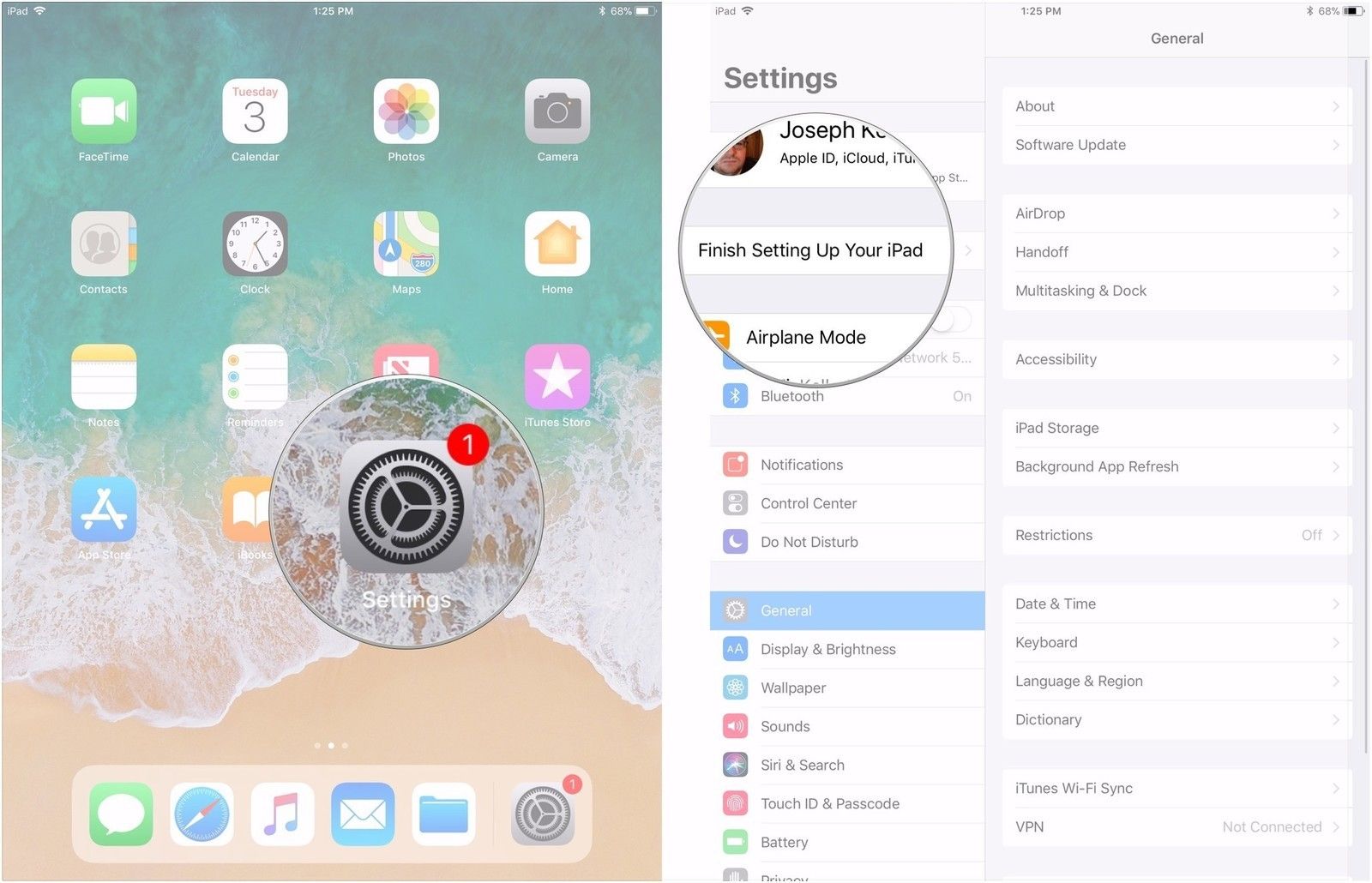 Откройте «Настройки» и нажмите «Готово». Настройка устройства