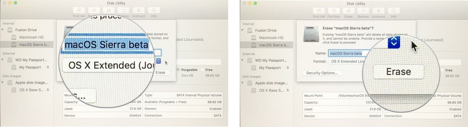 Стирание диска на Mac