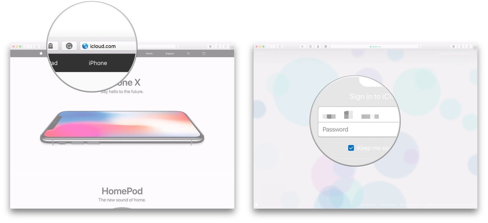 Зайдите на iCloud.com, войдите в iCloud