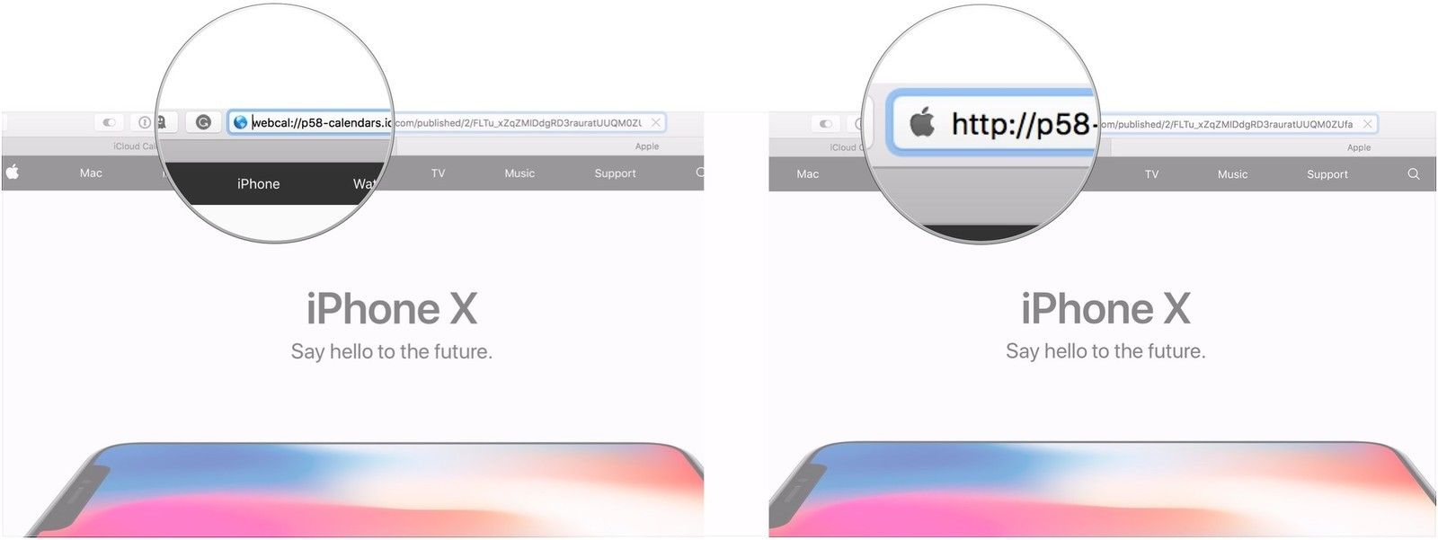Вставьте ссылку на календарь, замените webcal на http