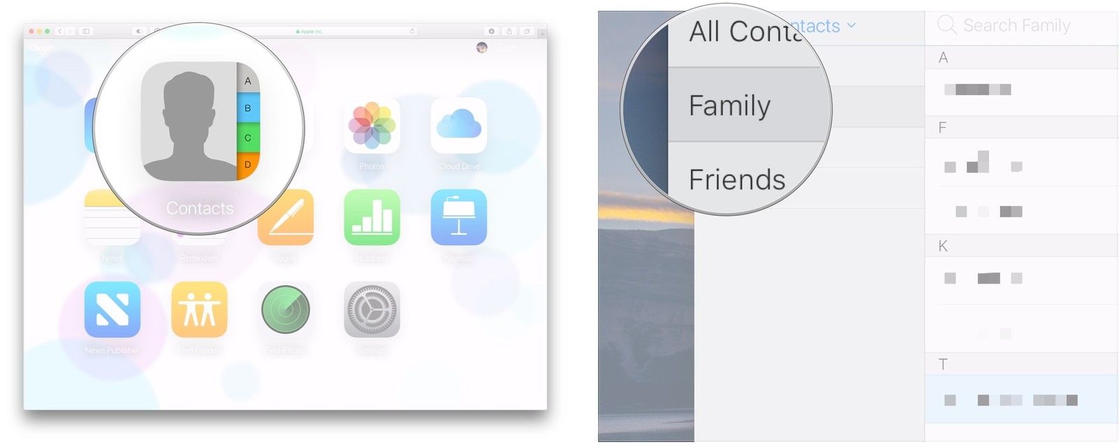 Нажмите Контакты, нажмите на группу контактов